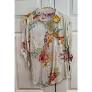 NEW Cotton Daisy Cotton Long Sleeve Floral Button- Medium